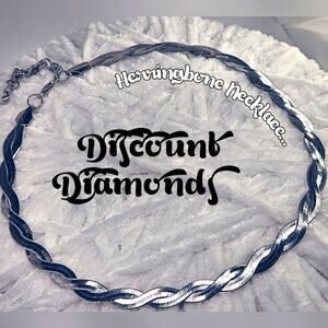 18K White Gold Plating on Double Stranded Silver Titanium Necklace